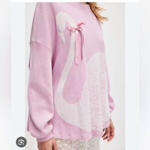 Free People Ragabond Swan Lake Bows Cute Waffle Pink Thermal XS